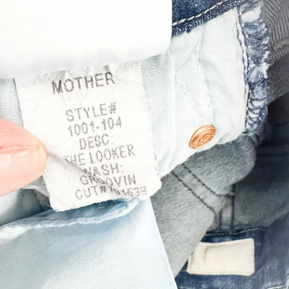 Mother The Looker Groovin' Zip Fly Denim Jeans Faded Distressed Wash Size 26